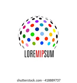 Abstract circular halftone dots form. Logo design. Vector illustration