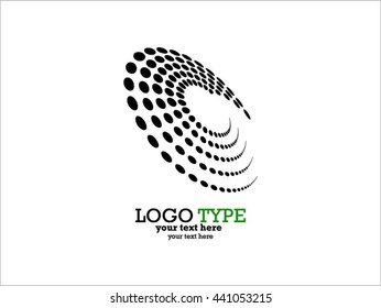 Abstract Circular Halftone Dots Form. Logo Design. Vector Illustration Background