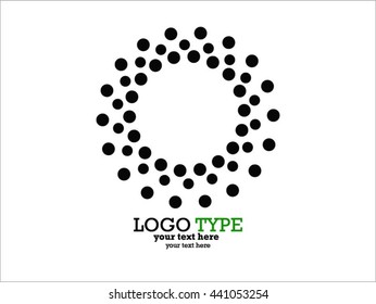 Abstract circular halftone dots form. Logo design. Vector illustration background