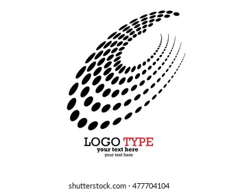 Abstract circular halftone dots form. Logo design. Vector illustration background.