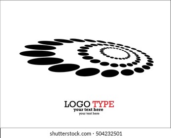 Abstract circular halftone dots form. Logo design. Vector illustration background