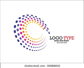Se forman puntos circulares abstractos de medio tono. Diseño del logotipo. Fondo de la ilustración del vector