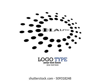 Abstract circular halftone dots form. Logo design. Vector illustration background.