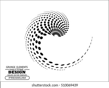 Abstract circular halftone dots form. Logo design. Vector illustration background