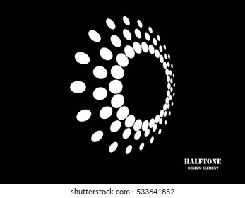 Abstract circular halftone dots form. Logo design. Vector illustration background.