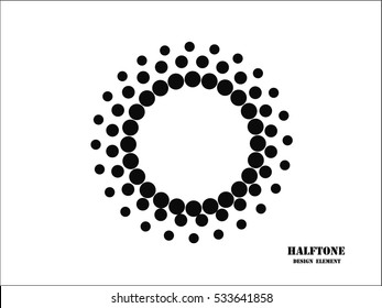 Abstract circular halftone dots form. Logo design. Vector illustration background.