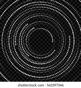 Abstract circular halftone dots form. Logo design. Vector illustration background. Swirl geometric design.