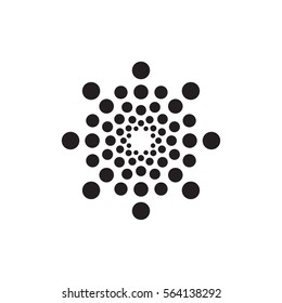 Abstract circular halftone dots form. Digital flower icon design. Dotted logo template. Vector illustration.