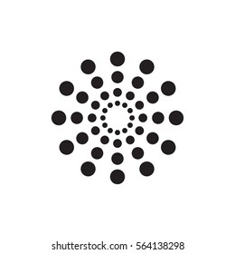Abstract circular halftone dots form. Digital flower icon design. Dotted logo template. Vector illustration.