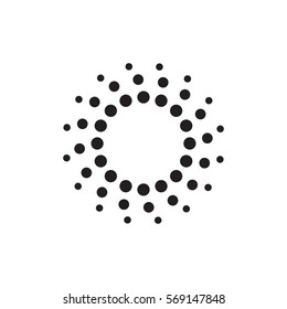 Abstract circular halftone dots form. Digital flower icon design. Dotted logo template. Vector illustration.