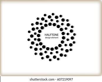 Abstract circular halftone dots form. Logo design. Vector illustration background.