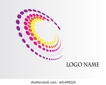 Abstract circular halftone dots form. Logo design. Vector illustration background