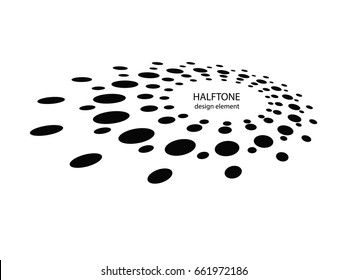 Abstract circular halftone dots form. Logo design. Vector illustration background