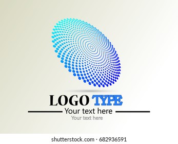 Abstract circular halftone dots form. Logo design. Vector illustration background.