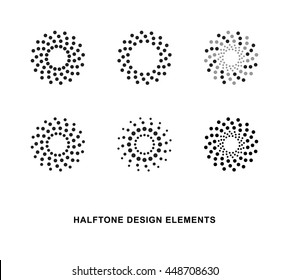 Abstract circular halftone dots forms. Vector illustration.