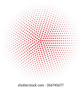 Abstract Circular Halftone Dots in red Stars Form