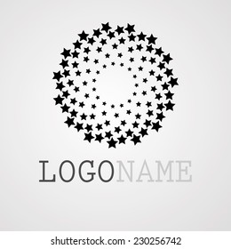 Abstract Circular Halftone Dots in Stars Form. Logo Design. Vector Illustration Background. 