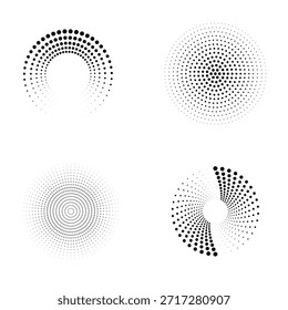 Anéis de meio-tom circulares abstratos com efeitos de desfoque suave para layouts criativos. Elementos geométricos modernos ideais para cartazes, marcas e composições digitais.