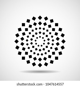 Abstract circular halftone square form. Vector design element