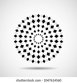 Abstract circular halftone square form. Vector design element