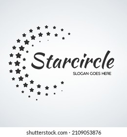 Abstract Circular Halftone Star Dots. Stars Logo Design. Stock vector illustration isolated
