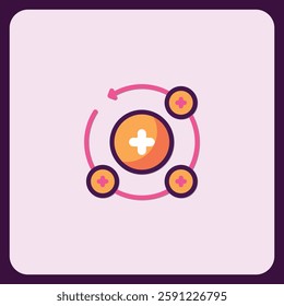 Abstract Circular Icon with Plus Signs and Arrows