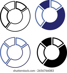 Ícone de gráfico de infográfico circular abstrato definido em estilo vetorial para análise de negócios, visualização de dados, métricas de relatórios e elementos de interface do usuário do painel