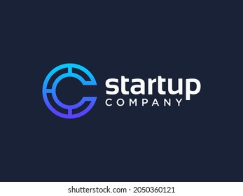 Abstract Circular Initial Letter C Logo. Usable for Business and Technology Logos. Flat Vector Logo Design Template Element.