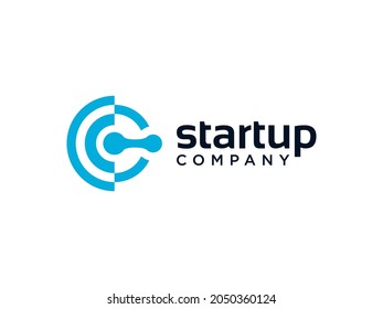 Abstract Circular Initial Letter C Logo. Usable for Business and Technology Logos. Flat Vector Logo Design Template Element.