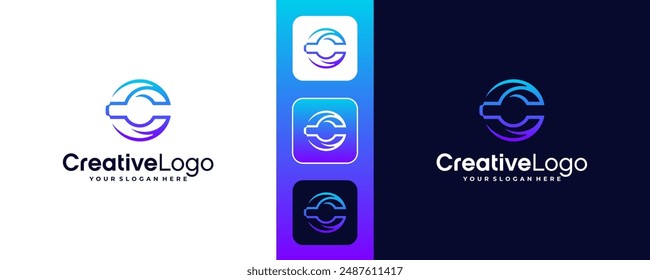 Abstract Circular Initial Letter C Logo, design vector collection