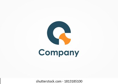 Abstract Circular Initial Letter Q Logo. Blue and Yellow Linear Style isolated on White Background. Usable for Business and Technology Logos. Flat Vector Logo Design Template Element.