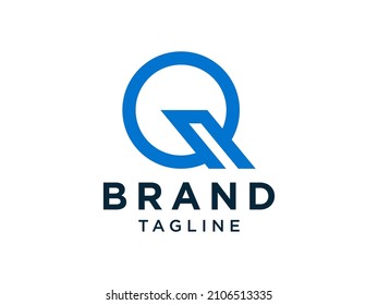 Resumen de la letra inicial circular Q Logo. Estilo Lineal Azul. Usable para Logos de Negocios y Tecnología. Elemento de plantilla de diseño de logotipo de vectores planos.