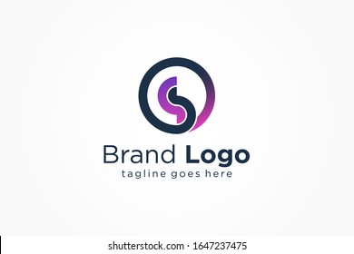 Abstract Circular Letter S or OS Logo. Flat Vector Logo Design Template Element