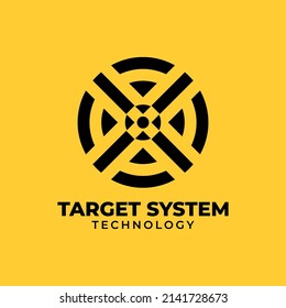 abstract circular letter X target system vector logo design element