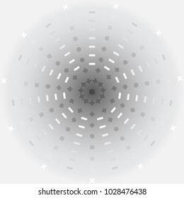 Abstract circular light gradient grey spot
 and white , visual illusive dots texture background. Vector illustration