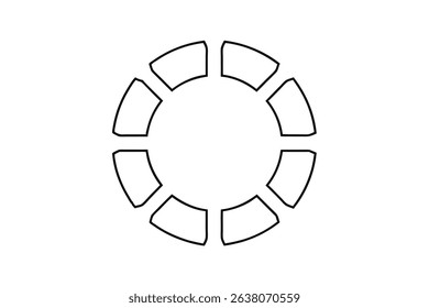 Abstract circular line drawing ten segments graphic design element