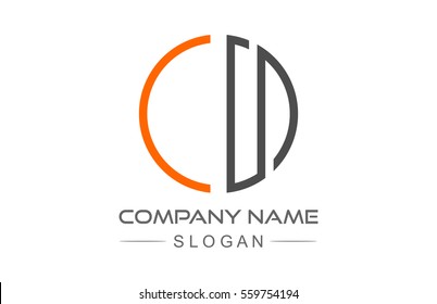 abstract circular line logo concept letter c and n
