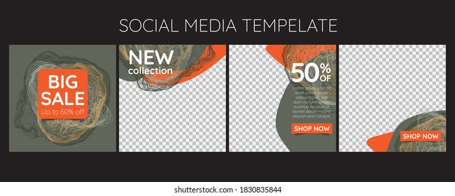 Resumen de diseños de diapositivas de línea circular. Modernas plantillas editables de banners de medios sociales, banners web promocionales para medios sociales. Elegantes promociones de ventas y descuentos