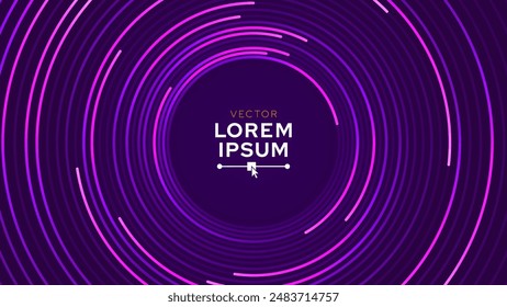 Abstract Circular Line Trails Moving in Circle. Purple Digital Business or Science Background. Medical Research or Tech Innovation Online Webinar Presentation Event. Conference or Forum Vector.
