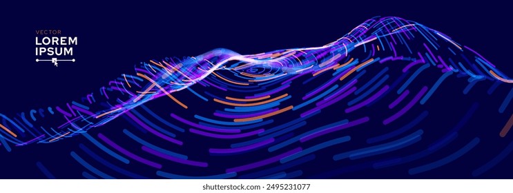 Abstract Circular Line Trails Moving in Circle. Blue Digital Business or Science Background. Medical Research or Tech Innovation Online Webinar Presentation Event. Conference or Forum Vector.