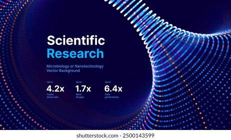 Abstrakte kreisförmige Linien, die sich im Kreis bewegen. Blauer Hintergrund für digitale Unternehmen oder Wissenschaft. Medical Research oder Tech Innovation Online Webinar Präsentationsveranstaltung. Vektor der Konferenz oder des Forums.