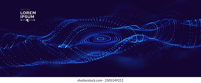 Abstract Circular Line Trails Moving in Circle. Blue Digital Business or Science Background. Medical Research or Tech Innovation Online Webinar Presentation Event. Sound Wave Circles Vector.