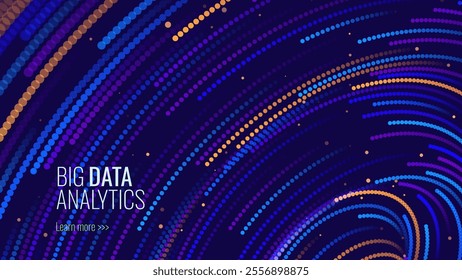 Abstract Circular Line Trails Moving in Circle. Blue Digital Business or Science Background. Medical Research or Tech Innovation Online Webinar Presentation Event. Conference or Forum Vector.