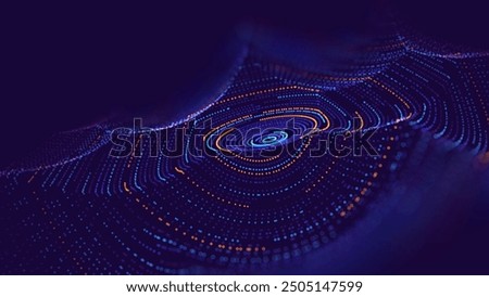 Abstract Circular Line Trails Moving in Circle. Blue Digital Business or Science Background. Medical Research or Tech Innovation Online Webinar Presentation Event. Sound Wave Circles Vector.