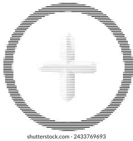 Abstract circular lines forming a plus sign.
