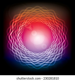 Abstract circular lines of light with lens flare