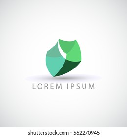 Abstract circular logo with blue green and cyan inside. Logo idea with shaded circles.