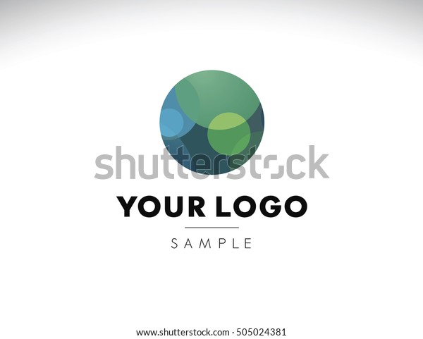 Abstract circular logo with blue green\
and cyan inside. Logo idea with shaded\
circles.