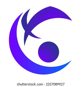 Resumen de diseño de logotipo circular. Icono moderno. Forma redonda con degradado púrpura azul. Ilustración vectorial aislada en fondo blanco.