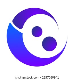 Abstract circular logo design. Modern icon. Round shape with blue purple gradient. Vector illustration isolated on white background.